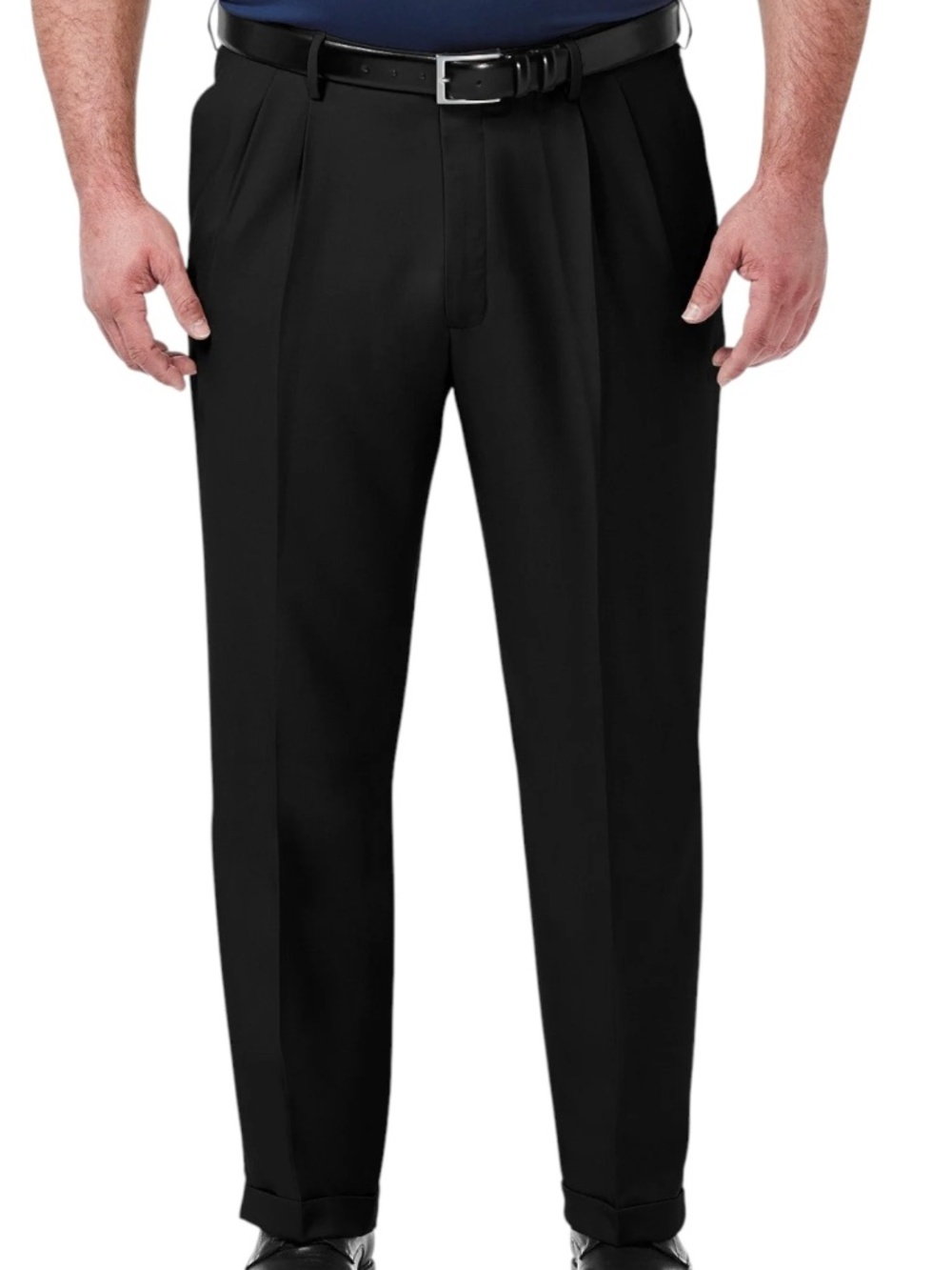 NWT (44 X 32) Haggar Mens Classic fit Dress Pants 44 / 32 Black Solid Stretch